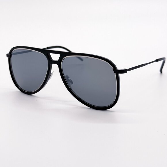 NEW SAINT LAURENT CLASSIC 11 RIM 002 AVIATOR UNISEX BLACK SUNGLASSES - Picture 1 of 9